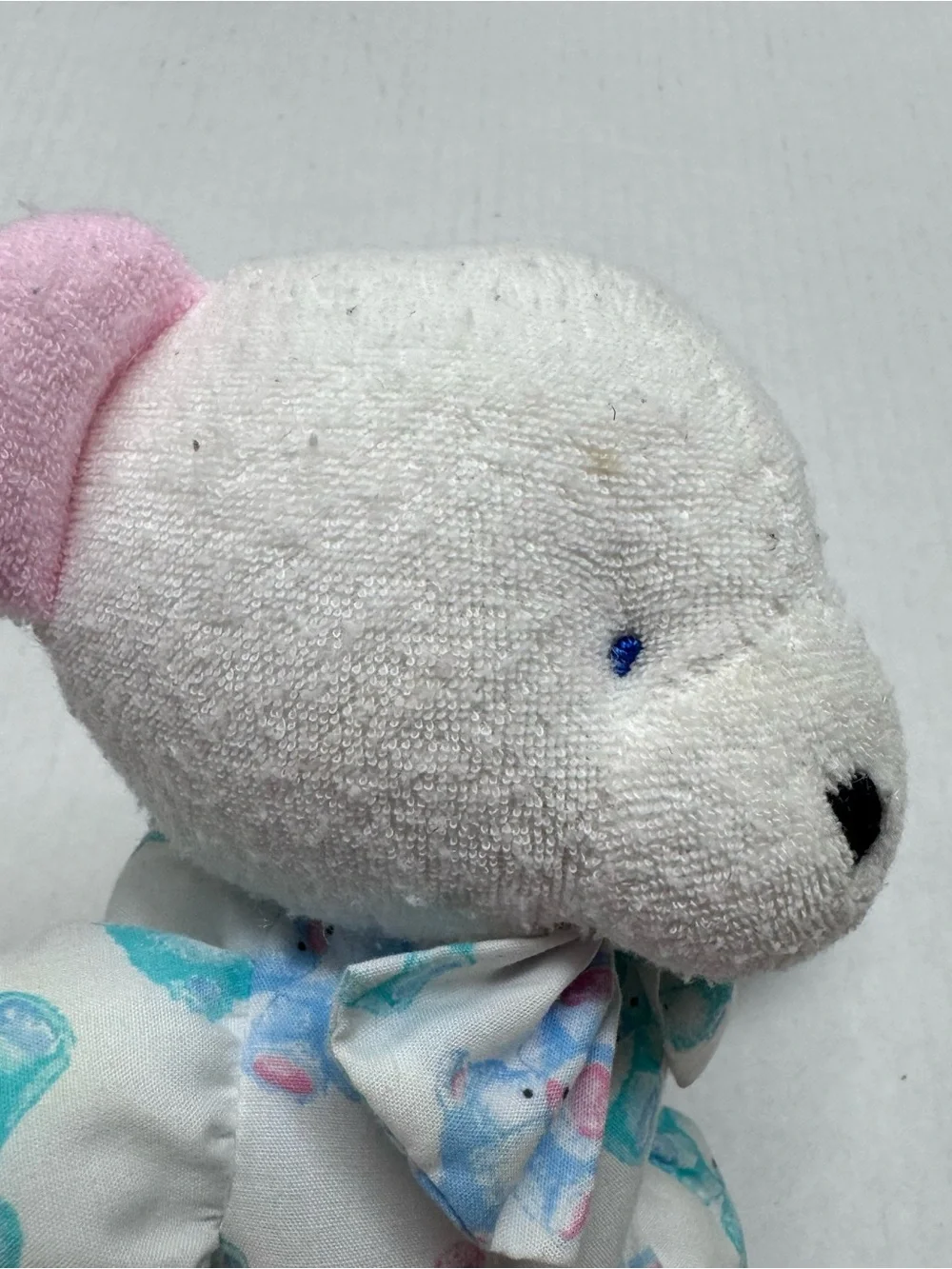 Carters Teddy Bear Rattle Plush White Bunny Slippers Terry Cloth Baby Toy